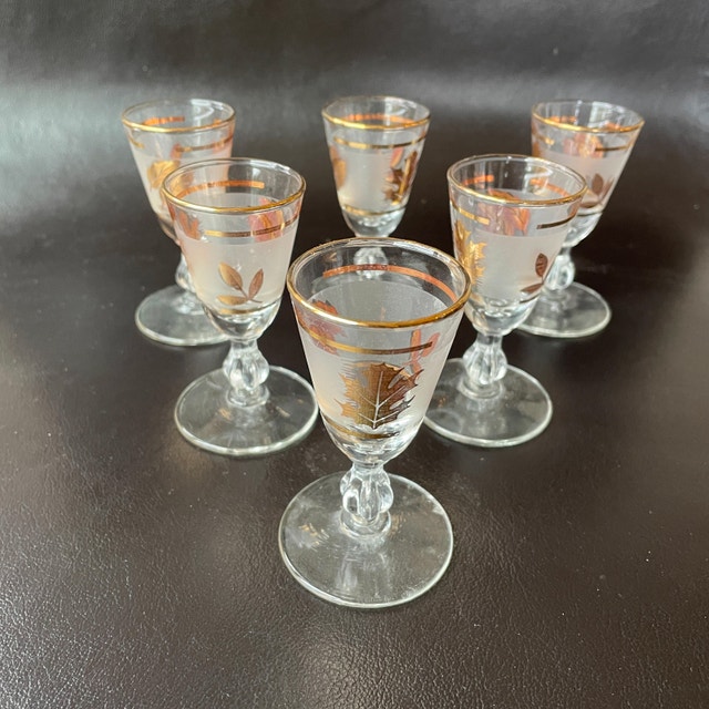 6 Vintage Hollywood Regency Libbey Glasses 22k