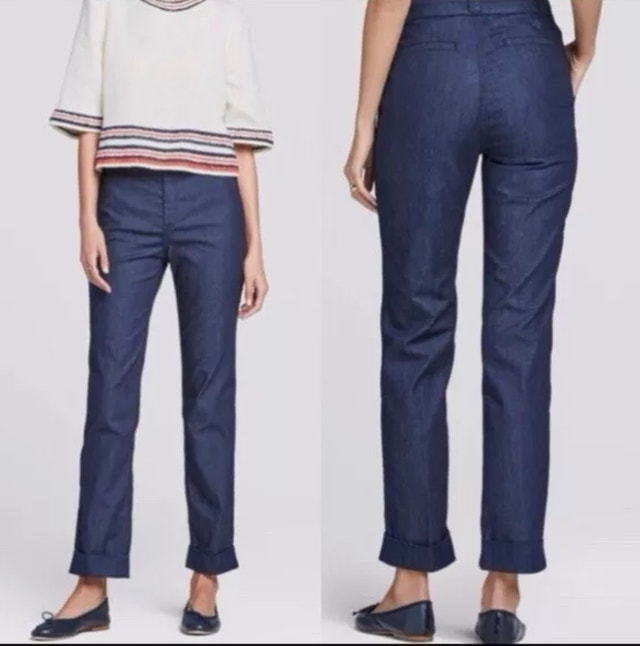 Tory Burch Dark Denim Etta Cuffed Jeans - Size 28