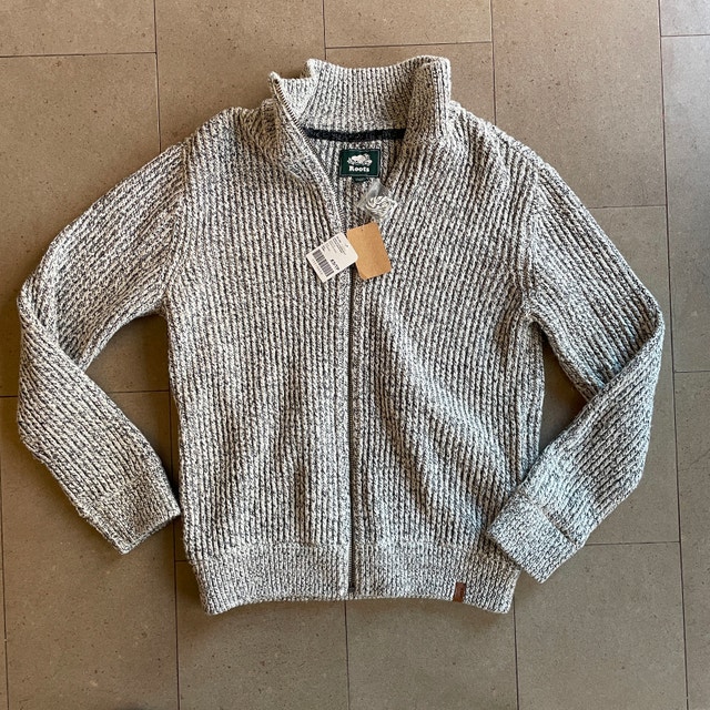 NWT Men's Roots Snowy Fox Zip Cardigan Sweater Jacket - Size S