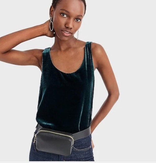 J.Crew Emerald Green Velvet Keyhole Back Tank Top - Sz. 8 - photo 2