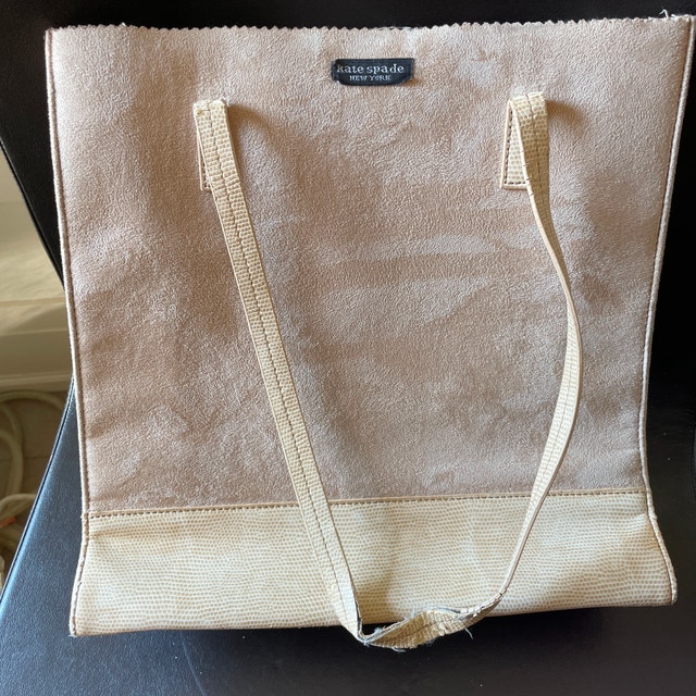 Faux Kate Spade Suede-Like Cream Tote Bag