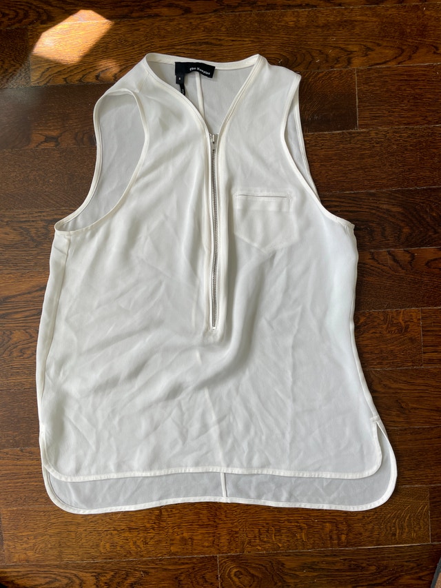 The Kooples White Silk Zip Neck Tank Top - Small