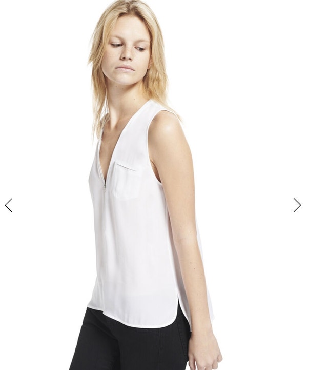 The Kooples White Silk Zip Neck Tank Top - Small - photo 2