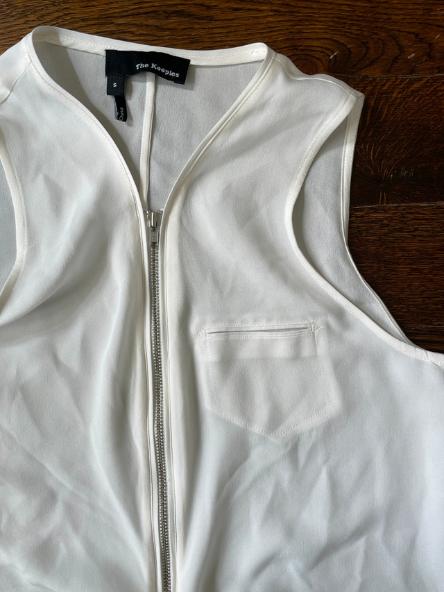 The Kooples White Silk Zip Neck Tank Top - Small - photo 4