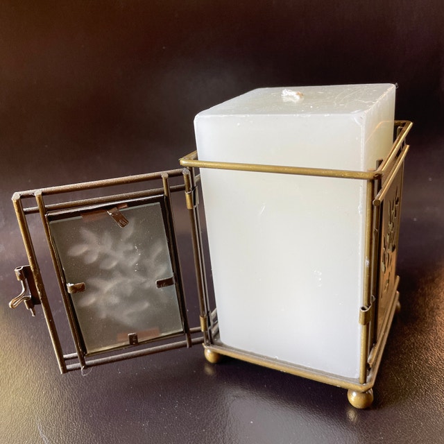 NEW Shadow Box Candle holder with tall square candle-Great Gift - photo 3