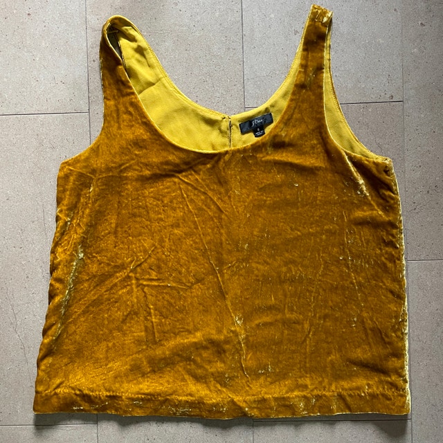 J.Crew Mustard Yellow Gold Velvet Keyhole Back Tank Top-Sz.8 - photo 2
