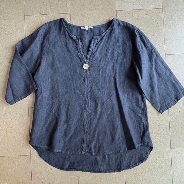 Navy Blue 100% Linen Italian Top Tunic - Small/Medium