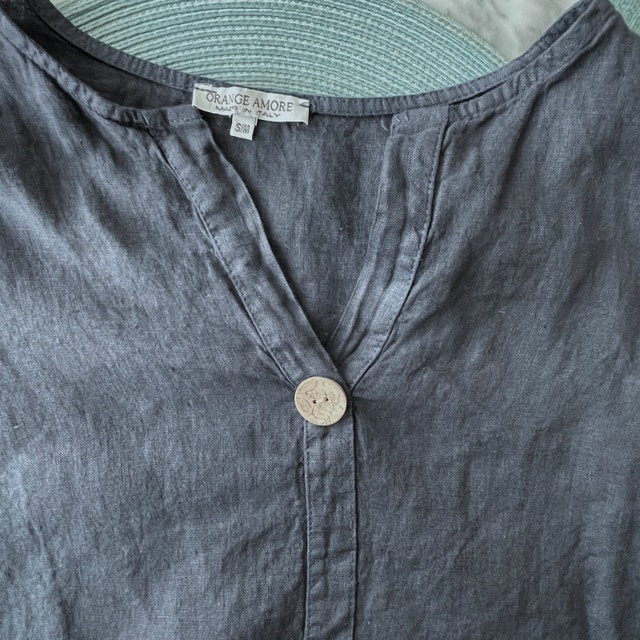 Navy Blue 100% Linen Italian Top Tunic - Small/Medium - photo 5