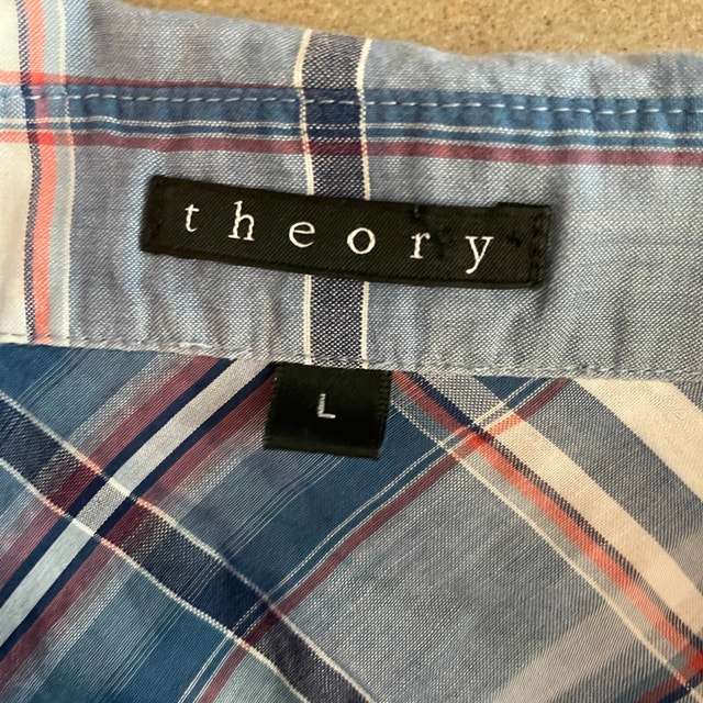 Theory Kenola Audrey Cotton Blue/White Plaid Shirt Blouse-Med/LG - photo 3