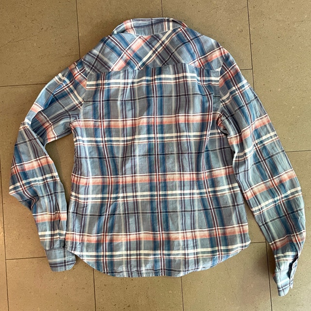 Theory Kenola Audrey Cotton Blue/White Plaid Shirt Blouse-Med/LG - photo 4