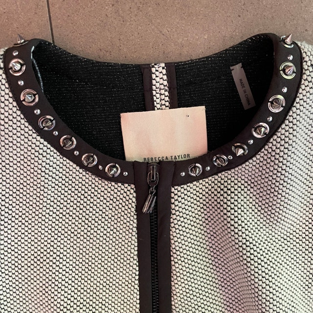 NEW Rebecca Taylor White/Black Jacket Blazer with Studs - Size 2 - photo 4