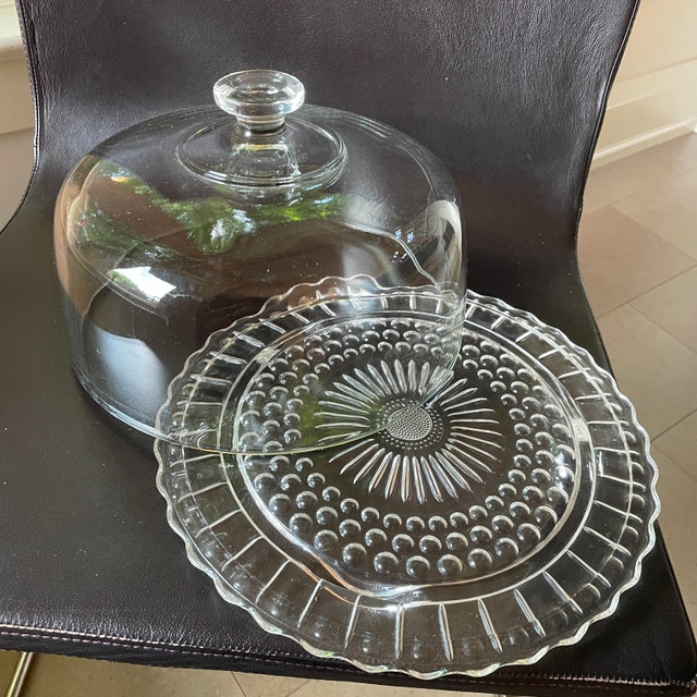 Vintage Glass Cake Dome w/ Federal Depression Glass Cake Platter - photo 2