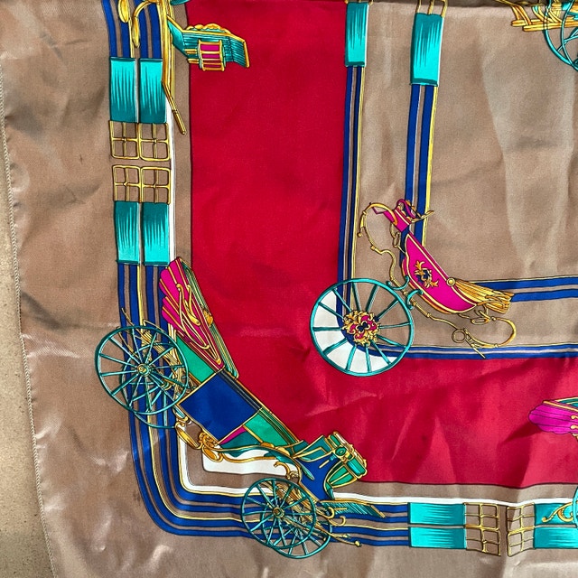 Vintage Scarf Horse Carriage Theme - Rich Colours - photo 2