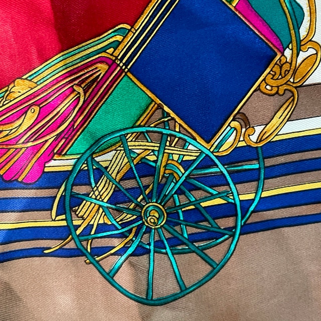 Vintage Scarf Horse Carriage Theme - Rich Colours - photo 3