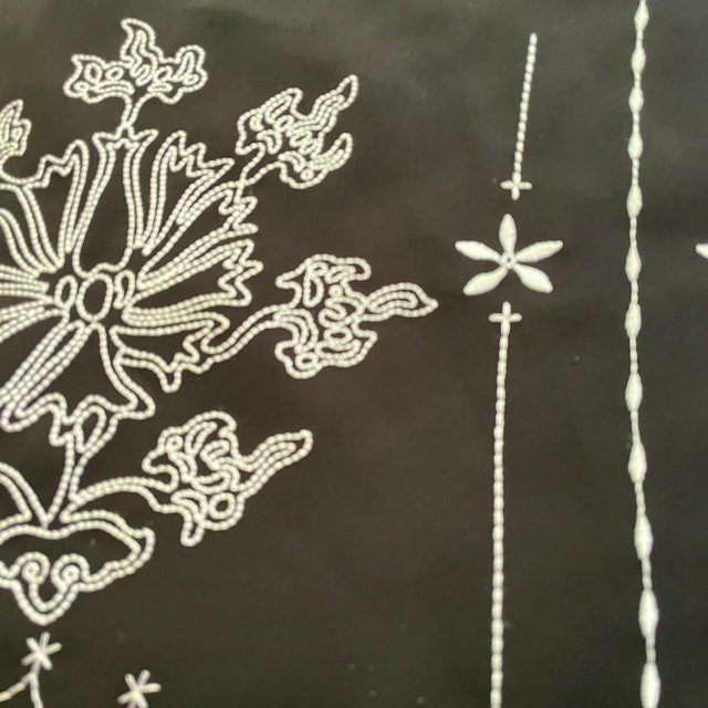 Vintage Simon Chang Black A-line Skirt w/ White Embroidery - Siz - photo 2