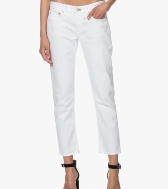 Rag & Bone Dre Mid Rise Boyfriend White Denim Jeans - Size 31