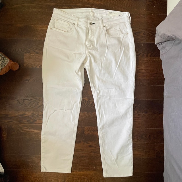 Rag & Bone Dre Mid Rise Boyfriend White Denim Jeans - Size 31 - photo 2