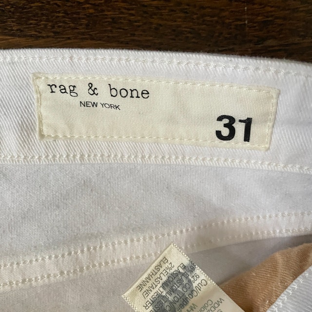 Rag & Bone Dre Mid Rise Boyfriend White Denim Jeans - Size 31 - photo 3