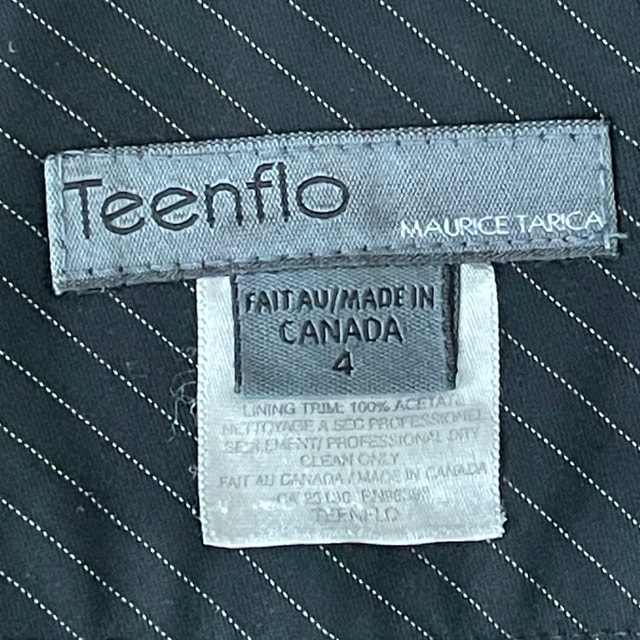 Teenflo Maurice Tarica Black Pinstripe Wool Blend Pants - Size 4 - photo 3