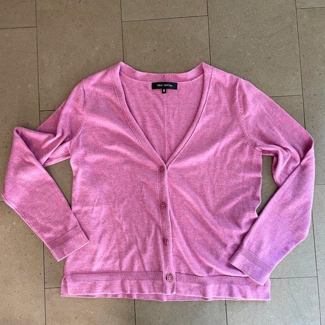 Pink Tartan Pink Clover Cotton Blend Sweater - Size Medium - photo 2