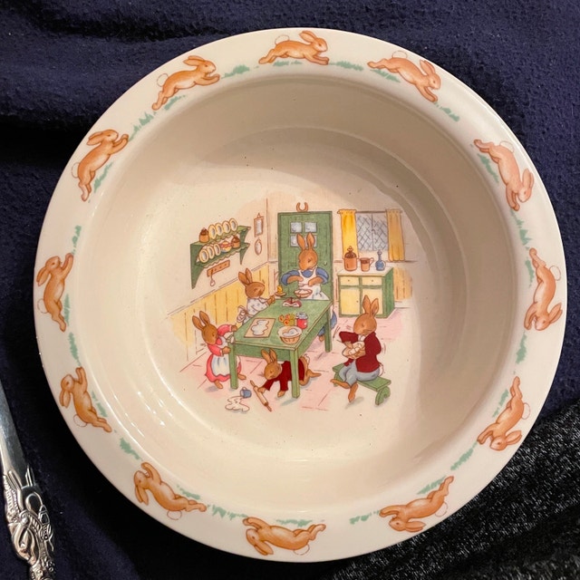 Vintage Bunnykins Royal Doulton Bowl & Spoon Set - NEW - photo 2