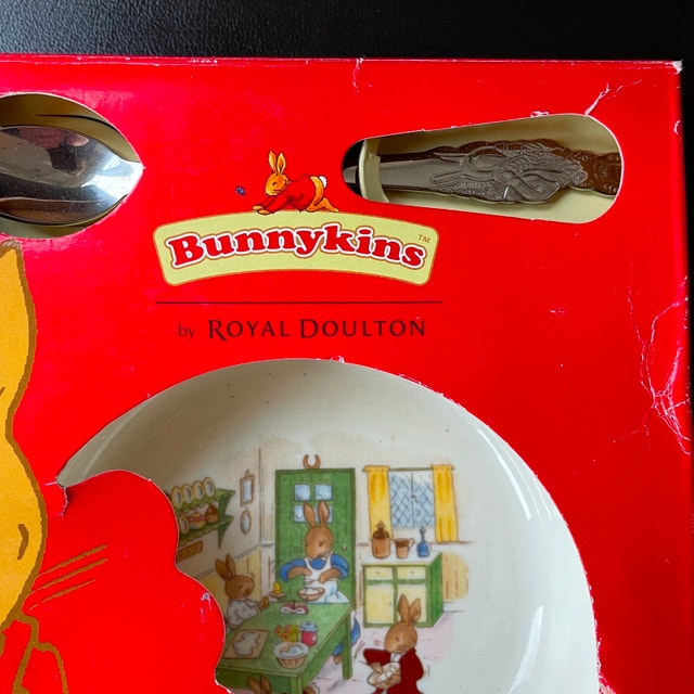Vintage Bunnykins Royal Doulton Bowl & Spoon Set - NEW - photo 4