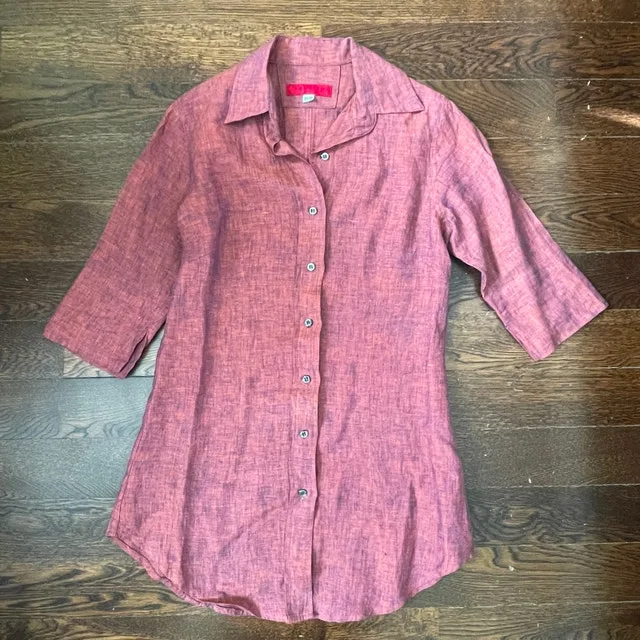 Envelōp Jim Smith 100% Linen Red/Purple Blouse-XS