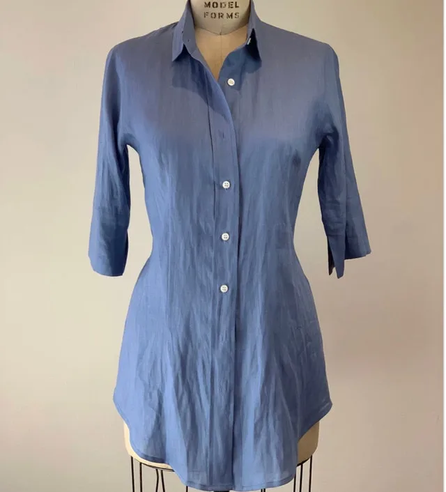 Envelōp Jim Smith 100% Linen Red/Purple Blouse-XS - photo 2