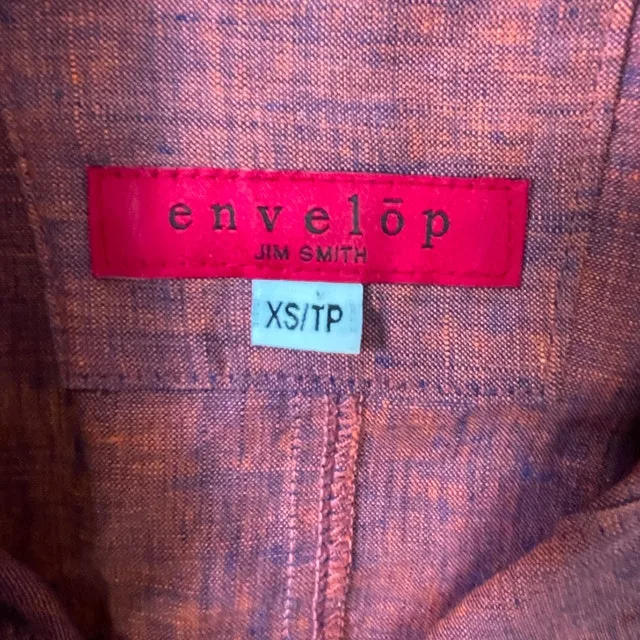 Envelōp Jim Smith 100% Linen Red/Purple Blouse-XS - photo 3