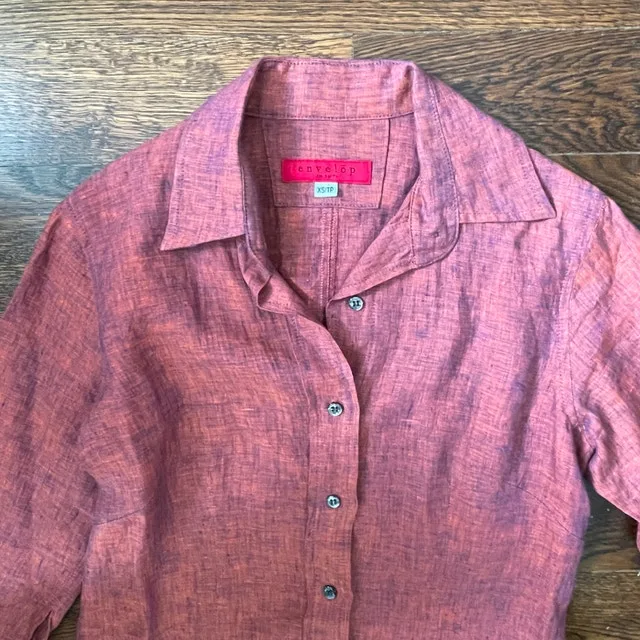 Envelōp Jim Smith 100% Linen Red/Purple Blouse-XS - photo 4