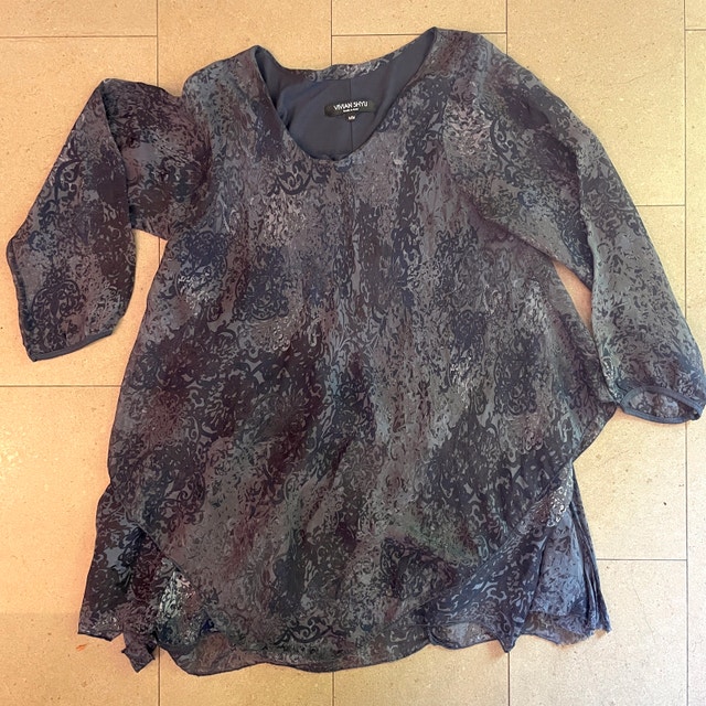 Vivian Shyu Purple Print Silk Tunic Top - Medium