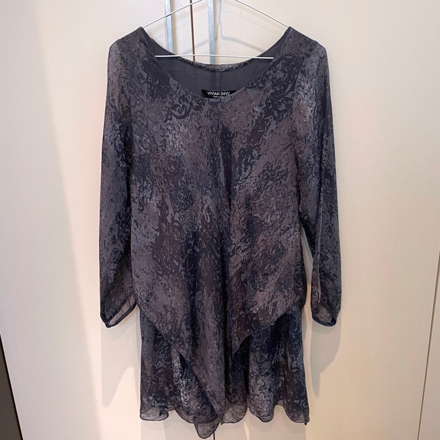 Vivian Shyu Purple Print Silk Tunic Top - Medium - photo 5