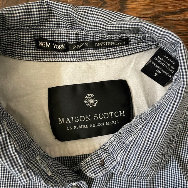 Maison Scotch Woman's Blue/White Cotton Blouse Shirt - Size Smal - photo 2