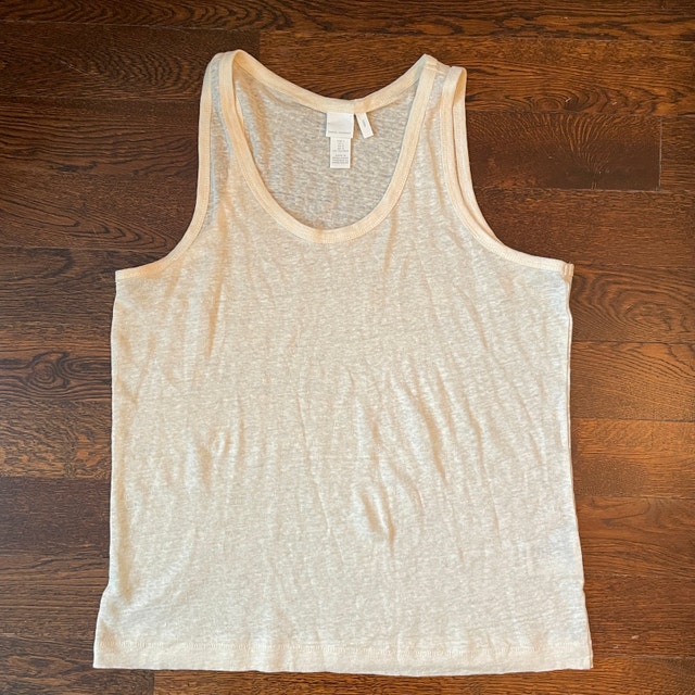 NEW Pale Yellow 100% Linen Tank Top from H&M. Size Large