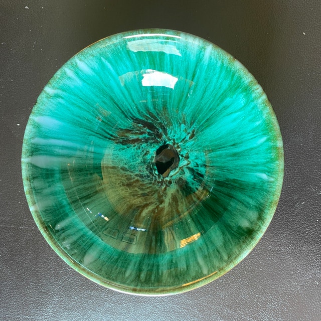 Small Vintage Blue Mountain Teal Glazed Trinket Bowl