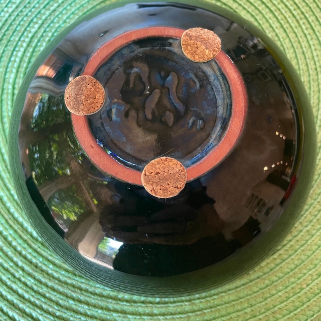 Small Vintage Blue Mountain Teal Glazed Trinket Bowl - photo 3