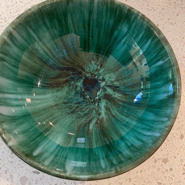 Small Vintage Blue Mountain Teal Glazed Trinket Bowl - photo 4