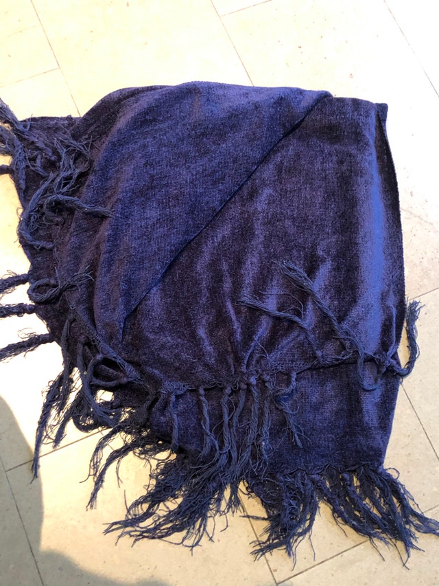 Navy Blue Chenille Knit Blanket/Throw - Gently Used - photo 2
