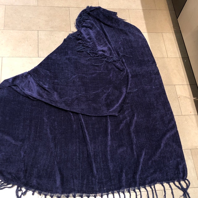 Navy Blue Chenille Knit Blanket/Throw - Gently Used - photo 3