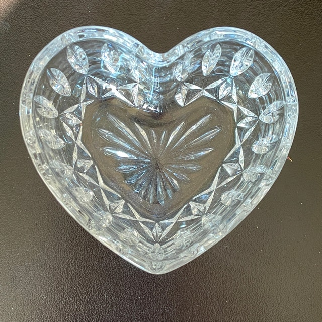Heart Candy Trinket Deep Bowl Dish-24% Lead Crystal-Germany