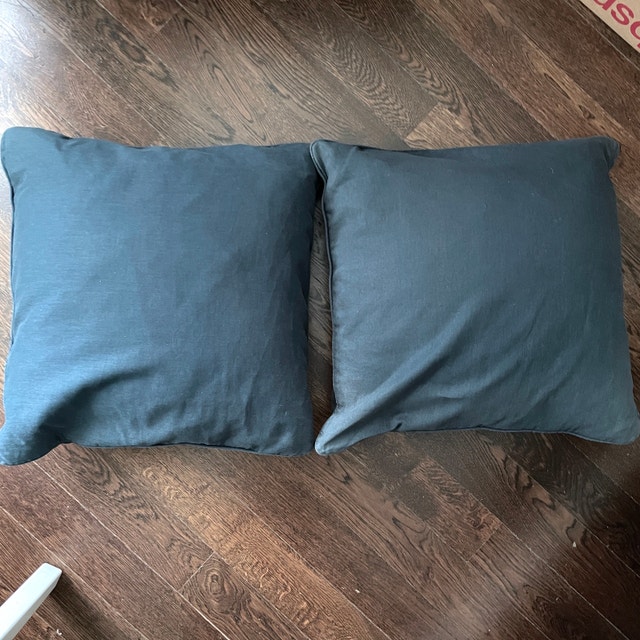 2 Ikea Teal Blue Cotton Throw Pillows - 20" x 20"