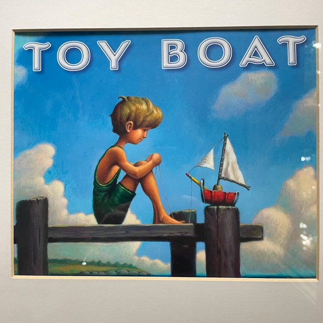 Pottery Barn Framed Print "Toy Boat" - Kids Room Art - photo 2