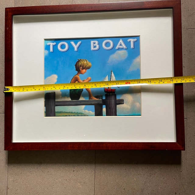Pottery Barn Framed Print "Toy Boat" - Kids Room Art - photo 3