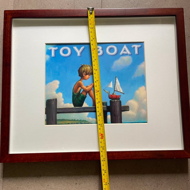 Pottery Barn Framed Print "Toy Boat" - Kids Room Art - photo 4