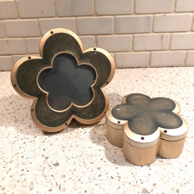 Trinket jewelry box and matching frame set - Great gift