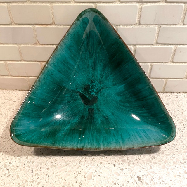 Vintage Mid Century Blue Mountain Pottery Triangular Bowl Dish