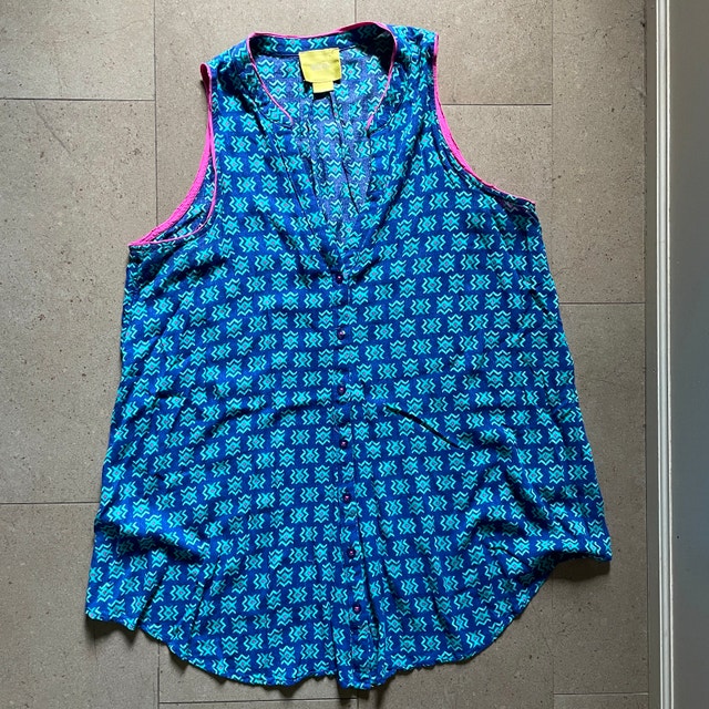 Maeve Anthropologie Ada Sleeveless Swing Blouse Blue/Pink-Sz. 10