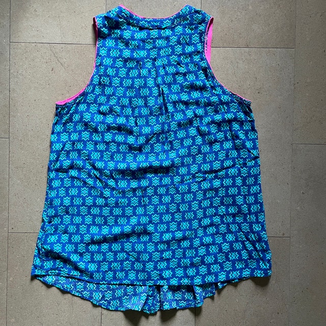 Maeve Anthropologie Ada Sleeveless Swing Blouse Blue/Pink-Sz. 10 - photo 3