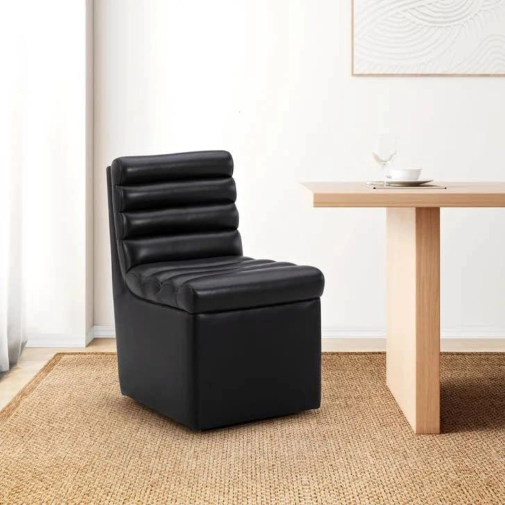 Aiden & Ivy Leather Armless Dining Chair with Casters