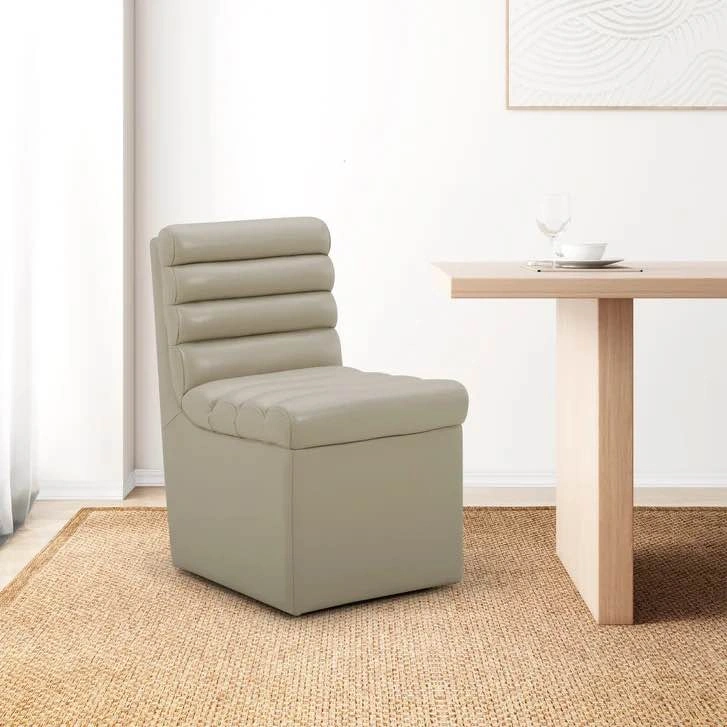 Aiden & Ivy Leather Armless Dining Chair with Casters - photo 2